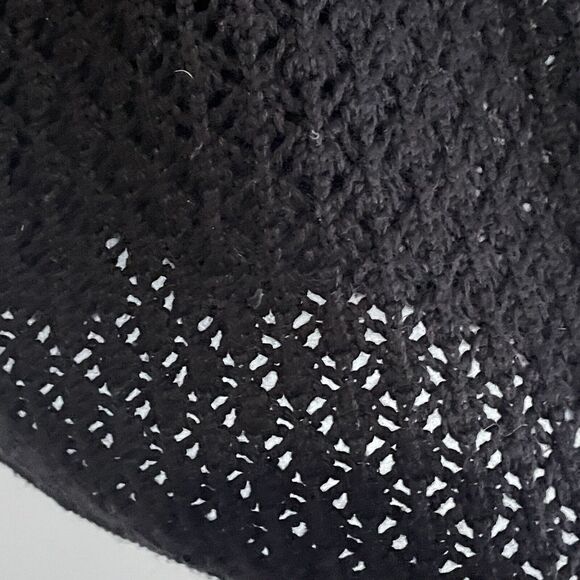 Garnet Hill Silk Cashmere Crochet Sweater Size Small Mock Neck Black Preppy - Picture 2 of 16